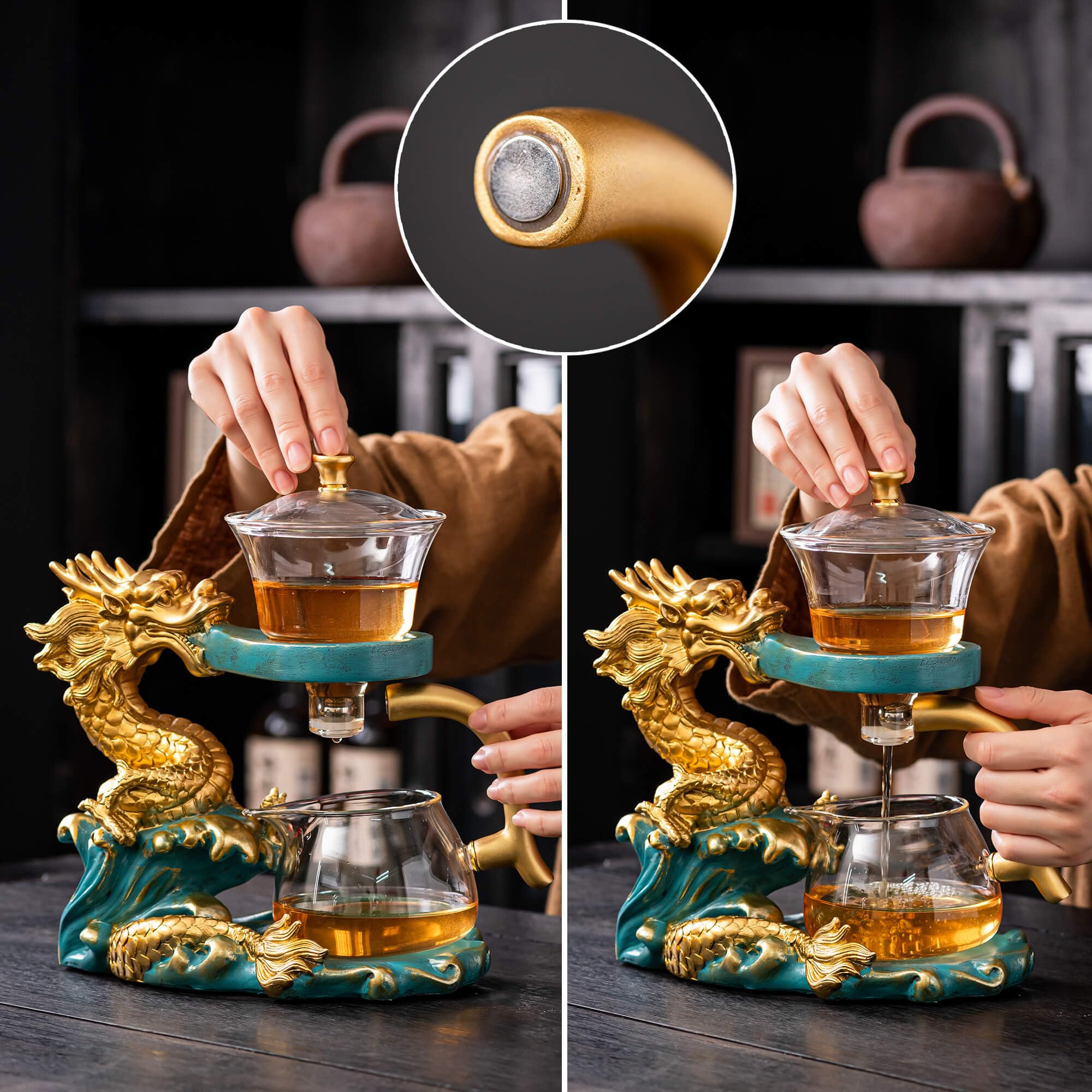 Amazon.com | Zurucily Glass Teapot with Infuser Semi Automatic Tea